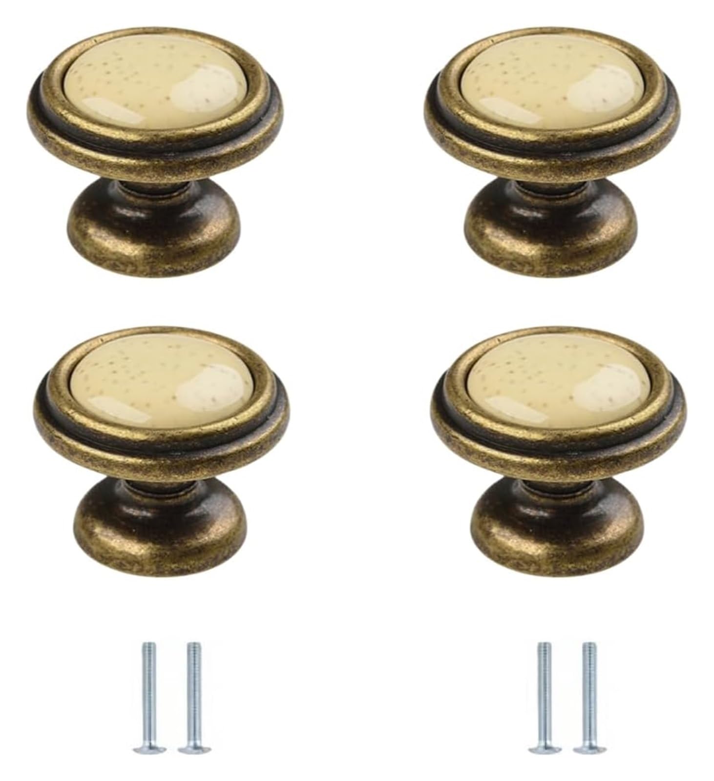 LQZAXSRDR Ceramic Cupboard Drawer Handle Knobs, Ceramic Cabinet Door Knobs Single Hole Pack of 4 Multiple Sizes(Brass Color 32 * 32 * 26mm)