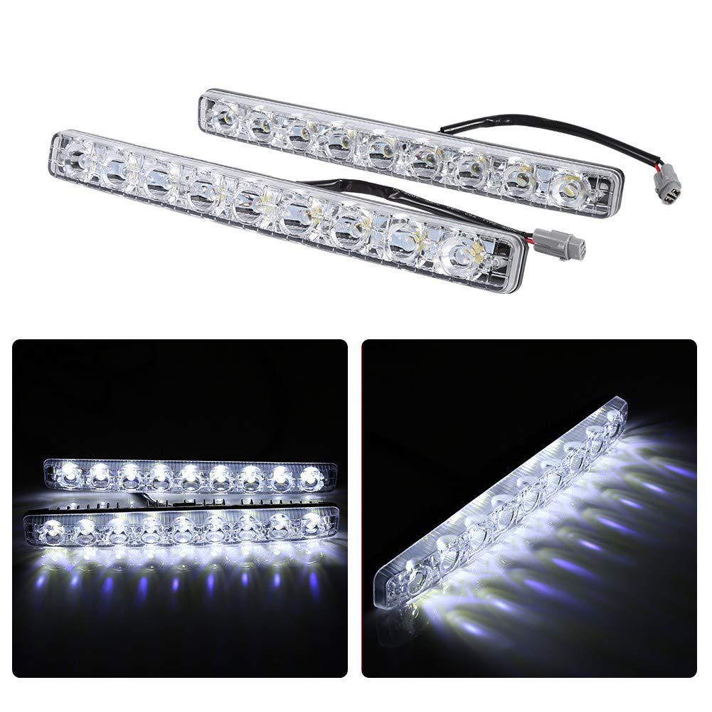 2 luci di marcia diurna a striscia lunga a 9 LED bianche DRL fari di guida antinebbia per auto