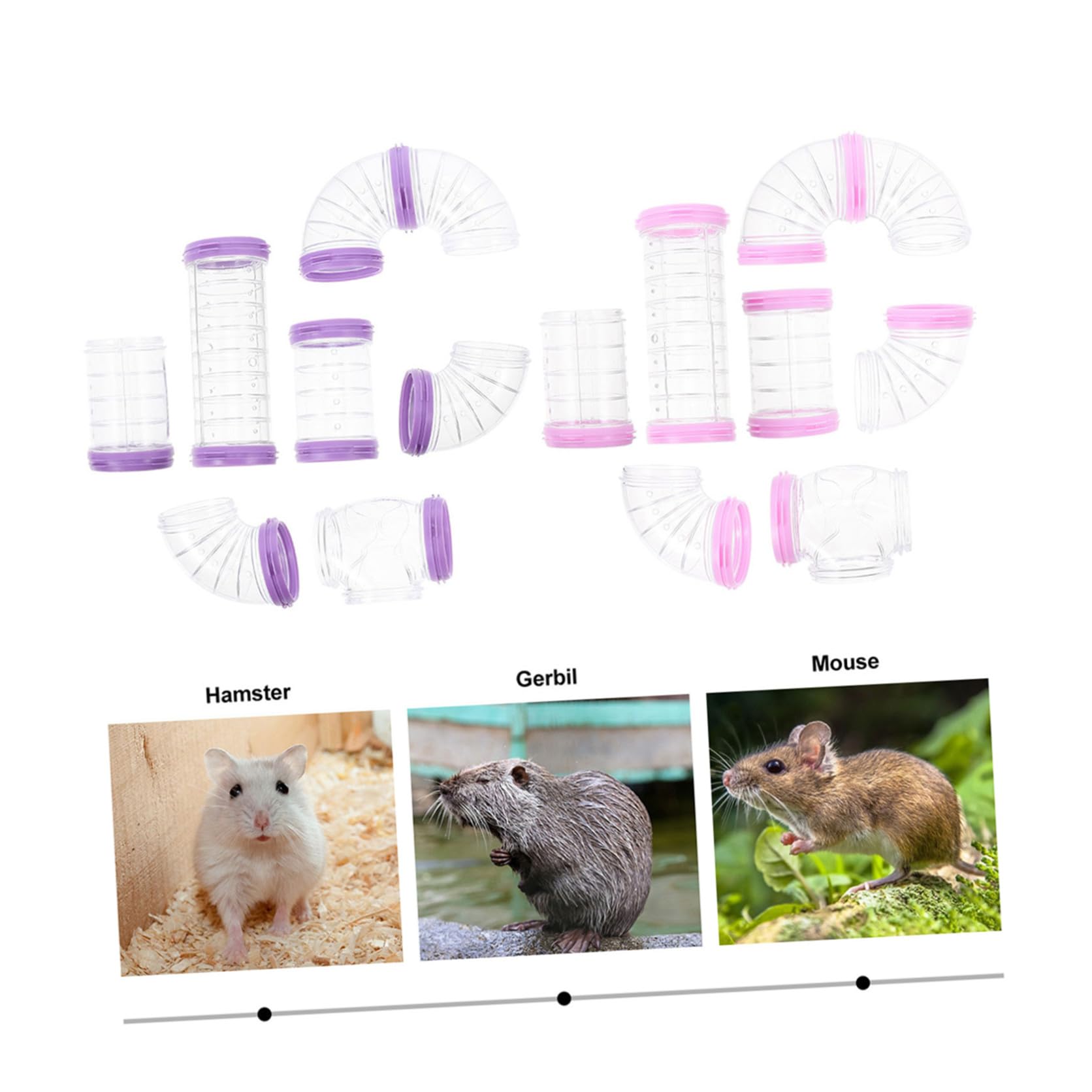YARNOW Selbstgemacht Hamstertunnel 16 Stück Röhren und Verbindungsplatten aus Kunststoff Flexibel Einsetzbar für Hamster und Andere Kleintiere im Käfig und Außenbereich