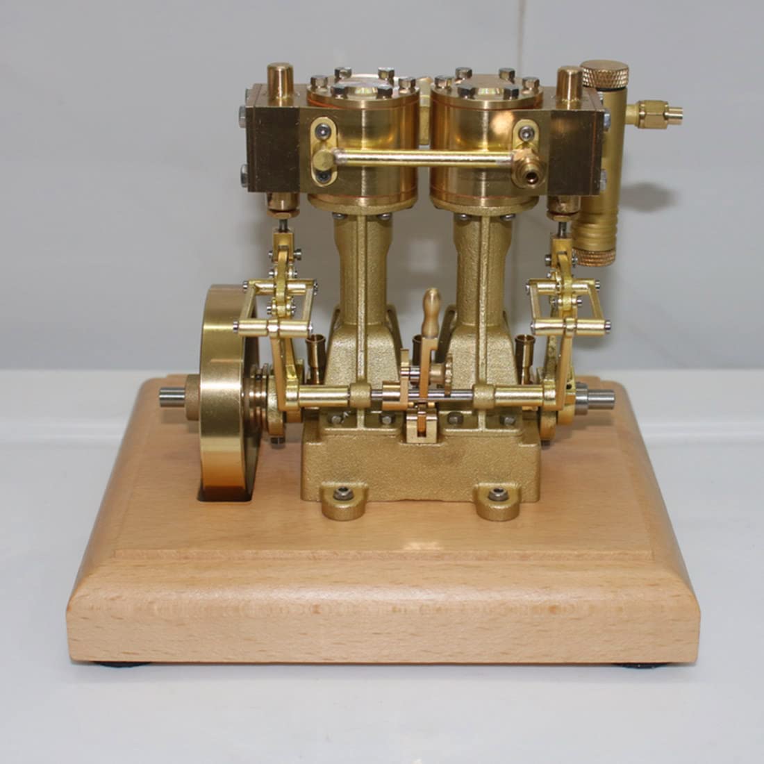 PizazzToy Dampfmaschine Bausatz Erwachsene, 3.7CC Mini-Retro-Vertikal-Doppelzylinder-Hubkolben-Doppelwirkungs-Dampfmaschinenmodell (Kessel nicht enthalten)
