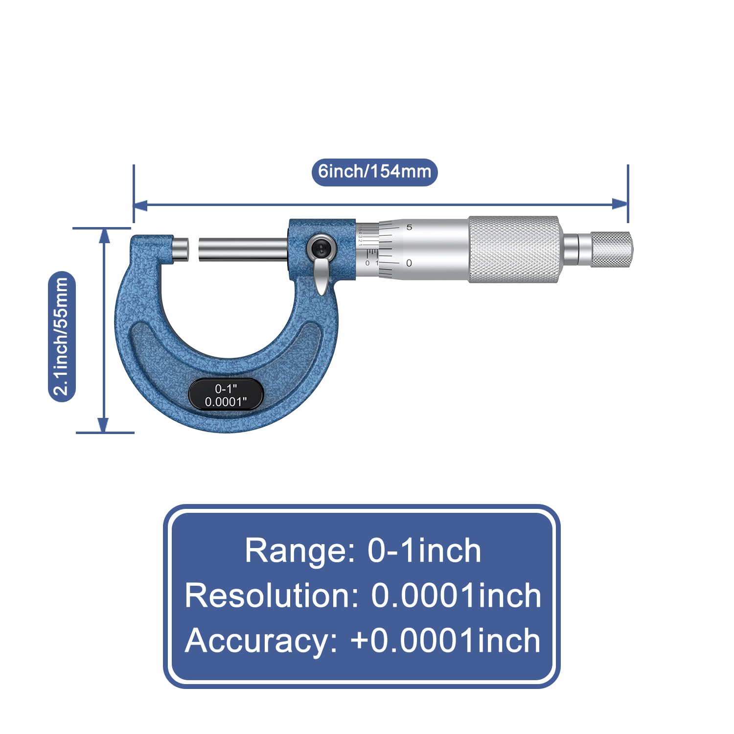 HDLNKAK Set di micrometri esterni da 0 a 7,6 cm, set di 3 utensili