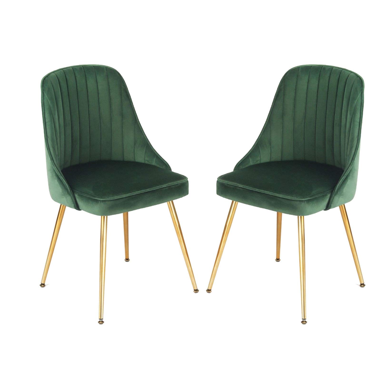 SJIALEN 1/2/4/6pcs Metal Legs Living Room Chairs,for Office Lounge Dining Kitchen Bedroom Velvet Reception Chair Household Desk Chair Kitchen Chair (Color : Green, Size : 2pcs)
