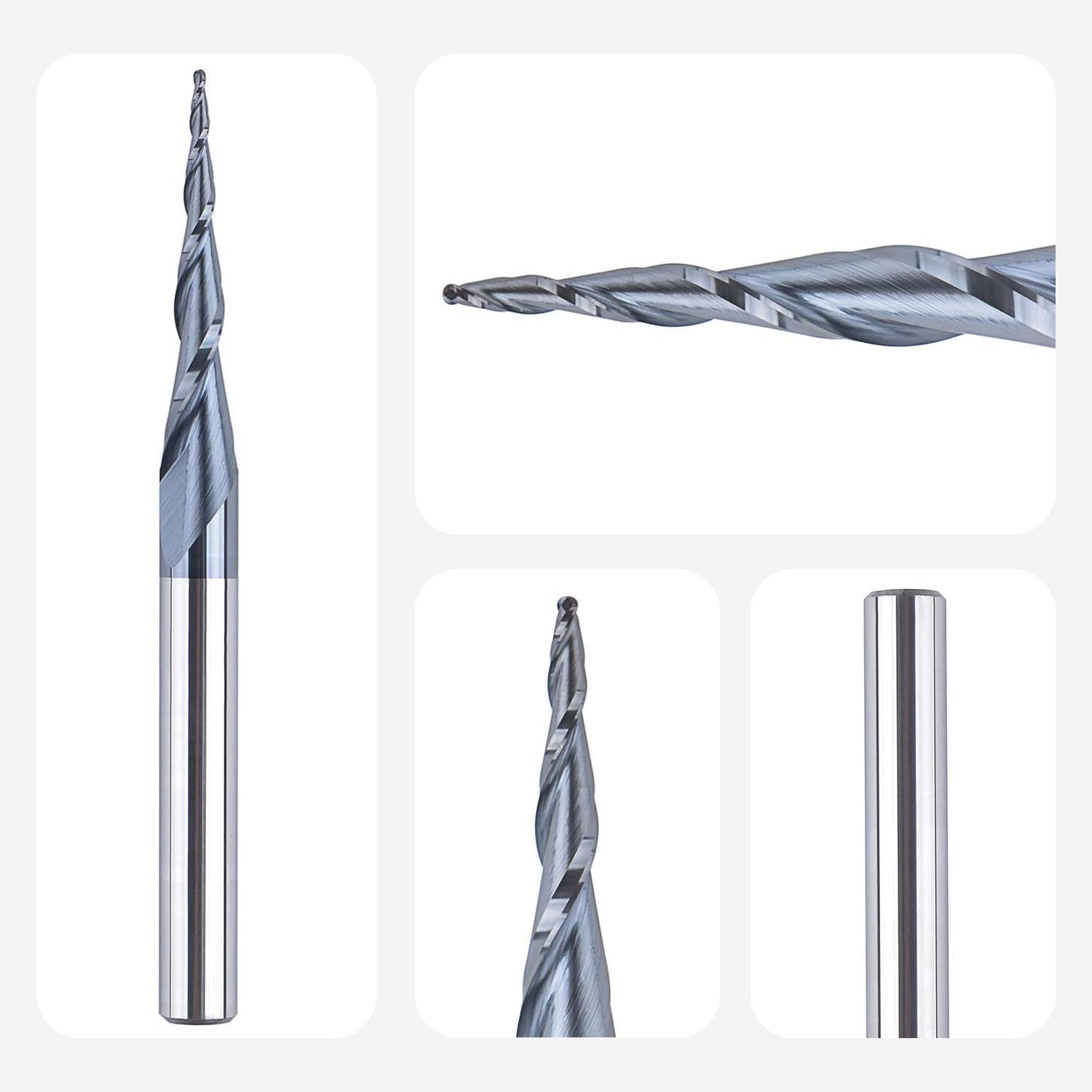 SpeTool Fraise Conique Fraise Defonceuse 6mm Rayon de 0,5 mm 4,7 Degrés Fraise CNC en Carbure de Tungstène avec Revêtement TiAIN pour la Sculpture et la Gravure en 2D et 3D dans le Travail du Bois