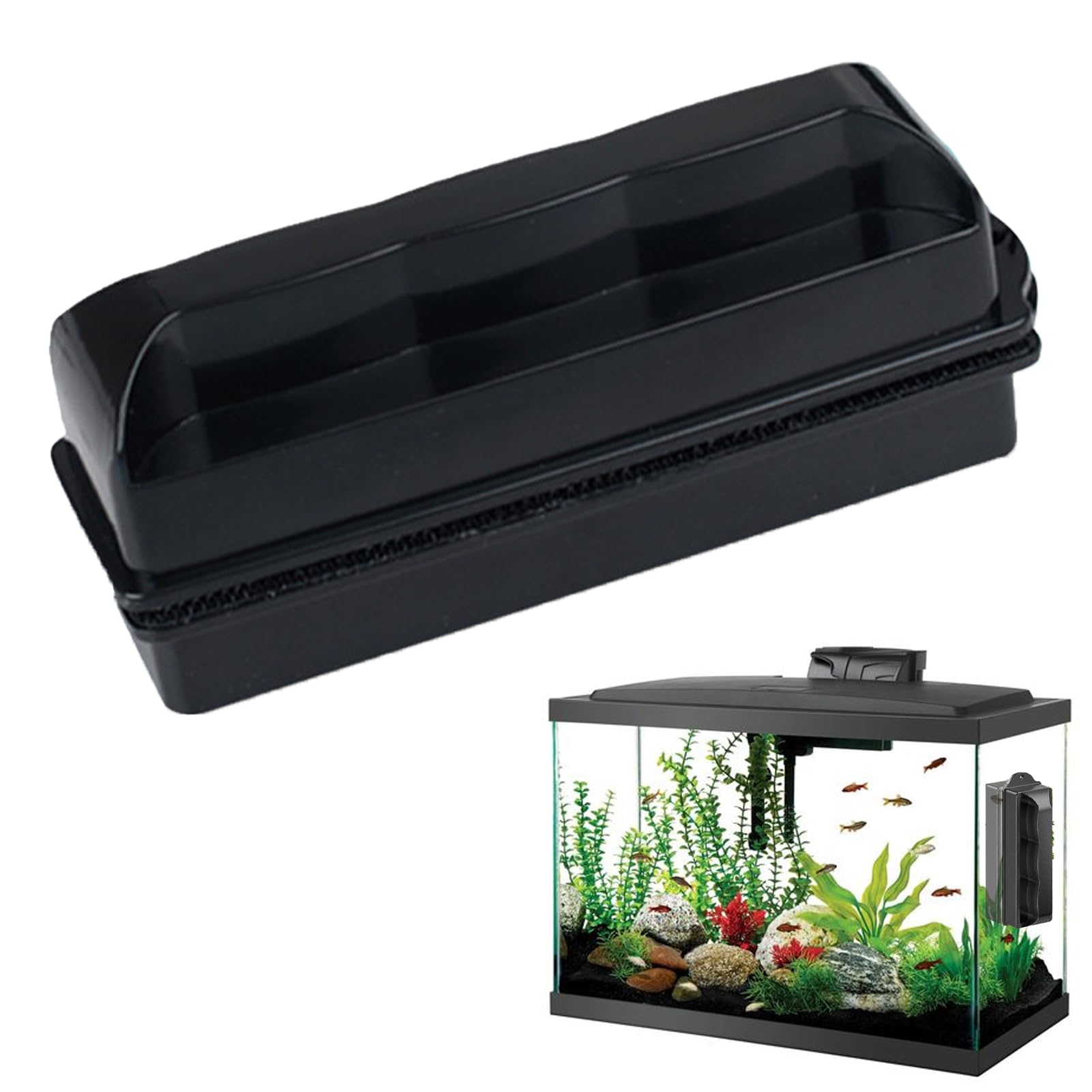Aquarium Glas Starke Magnetbürste,Aquarium Glasreiniger,Magnetisches Reinigungswerkzeug,Reinigungs Magnet Bürste,Für Fischglasbecken Aquarienreinigung Algenentfernung(M)