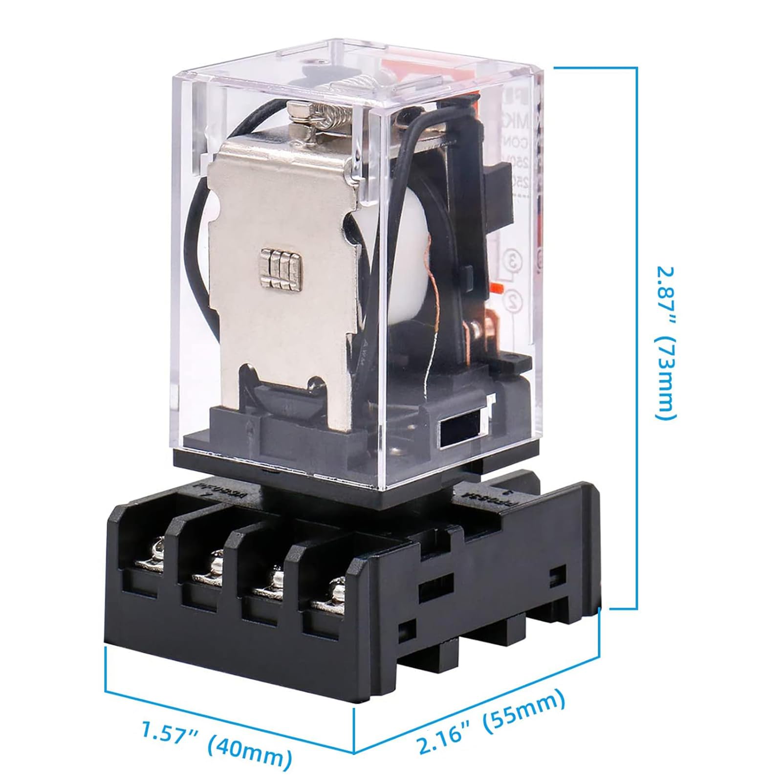 Binghe Rele 220v, Piccolo relè, Relè a doppio scambio,Relè di uso MK2P-I AC 220V bobina DPDT 8 pin con il suo zoccolo plug-in PYF83A Doppio contatto di scambio
