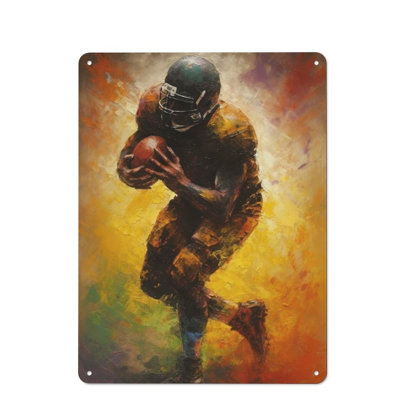 Junmoney American Football Player Retro Metal Wall Sign 40X30cm For Man Cave Or Games Room, A Housewarming Gift For Games Room Collectors