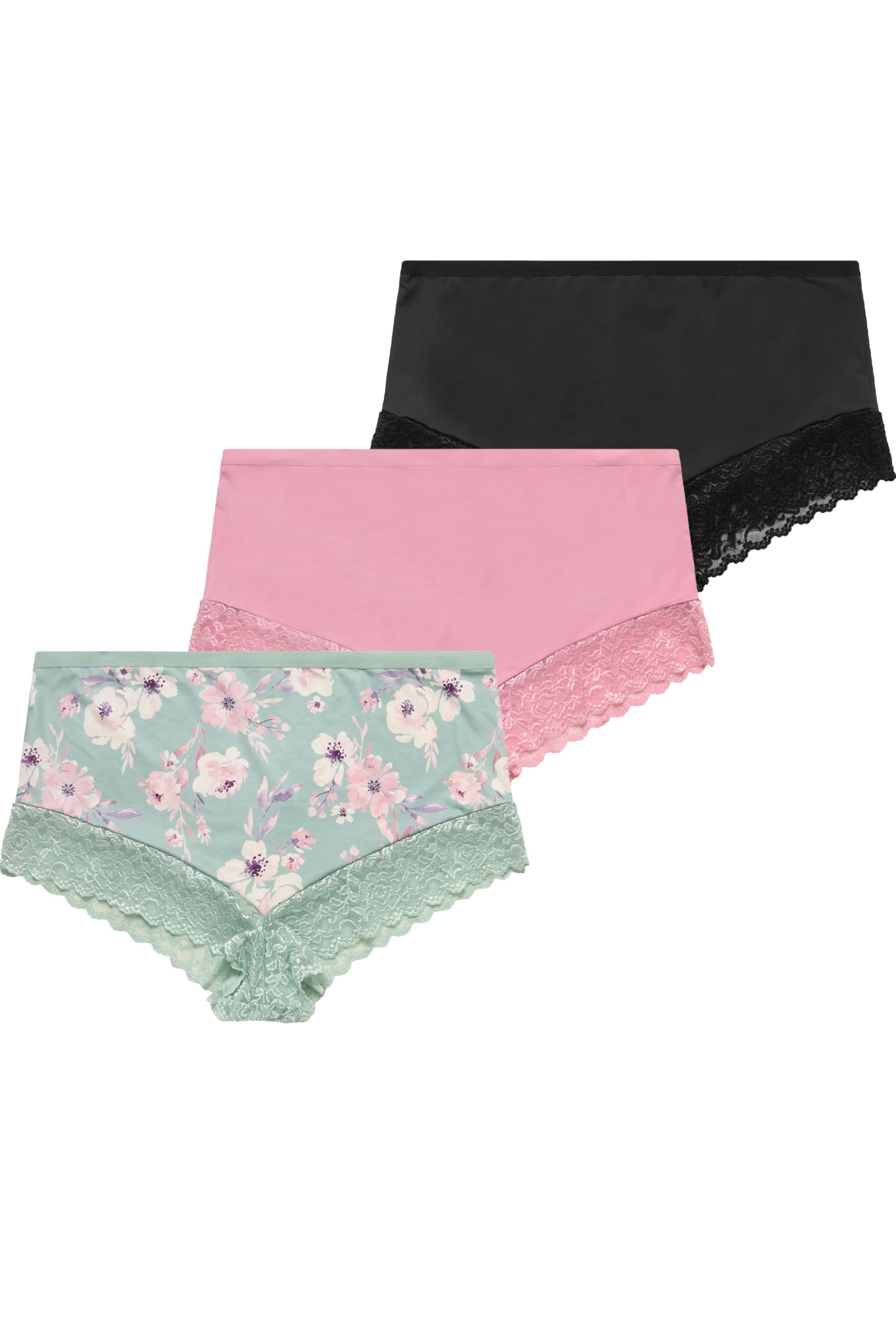 Yours Women's Multicolor 3 Pack Lace Trim Full Briefs | Size: 26/28