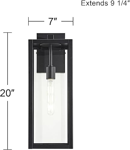 Miniatura 4 de John Timberland Titan - Lámpara de pared industrial moderna para exteriores, metal negro místico, 20 pulgadas, vidrio transparente, húmedo,