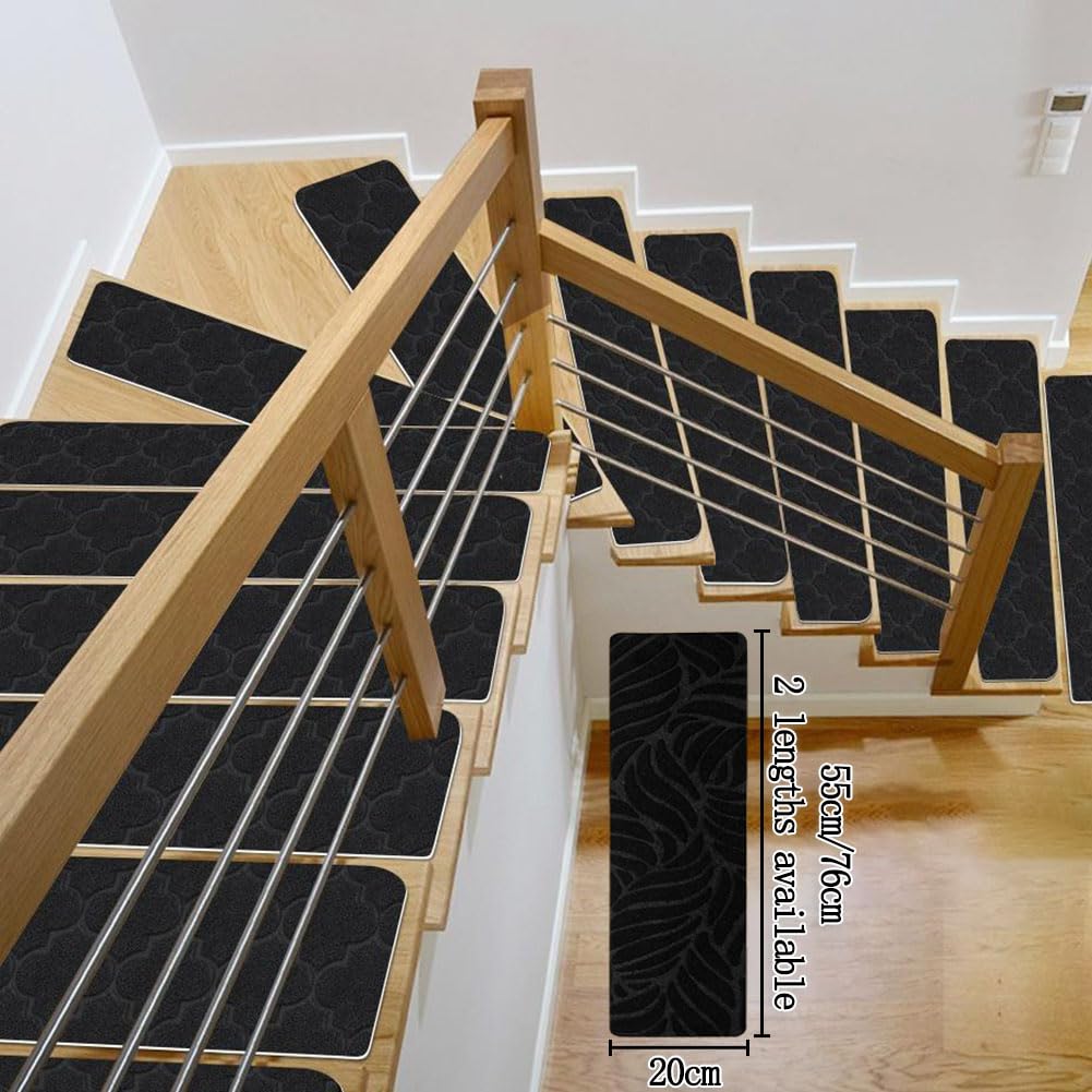 Paquete de 15 peldaños antideslizantes para escaleras, lavables y extraíbles para escalones seguros, perfectos para niños, personas mayores y mascotas, 76 x 20 cm, antideslizante