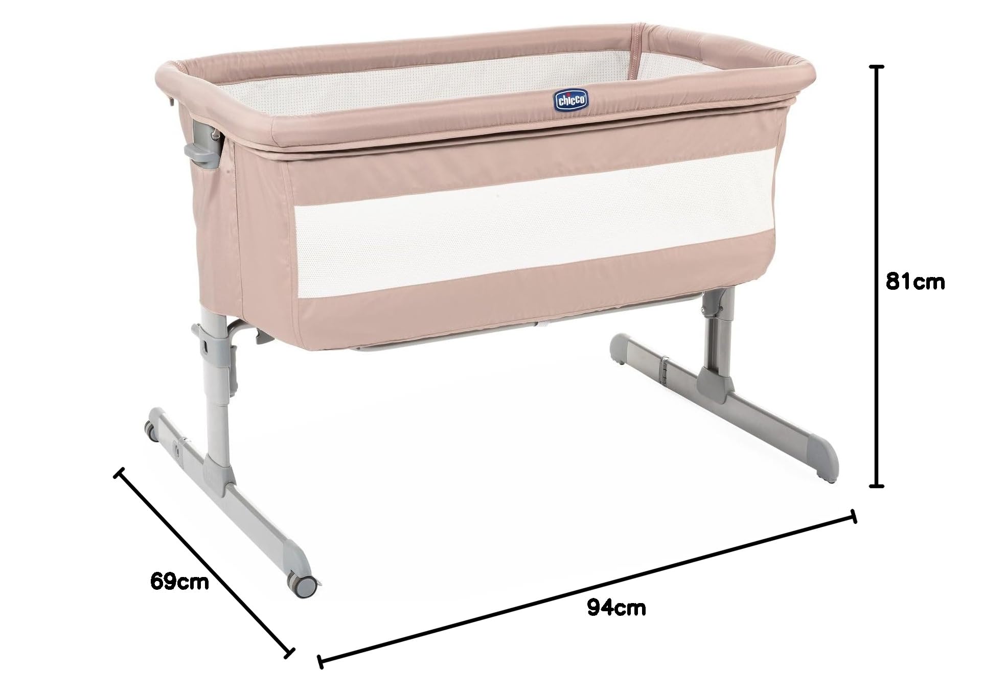 Chicco Next2Me Culla Neonato Fianco Letto, Lettino Neonati Con Materasso, Compatibile con Diversi Letti, Altezza Regolabile, Inclinabile, Buona Circolazione Dell'Aria, Materasso e Borsa Inclusi