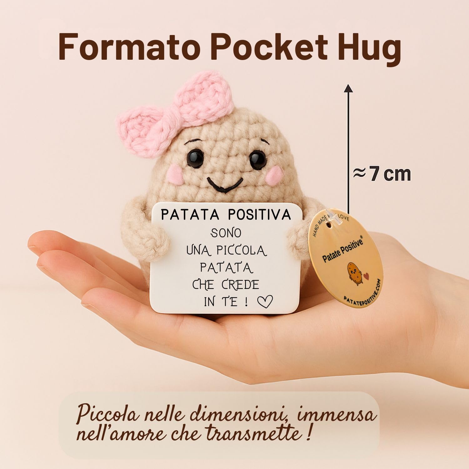 Patata Girl© | Regalo Donna Carino | Idea a Sorpresa per Amica & Ragazza | Compleanno & Secret Santa | Oggetto Decorativo Kawaii Amore | Camera Rosa | Peluche Principessa | Uncinetto Positivo | Bambol