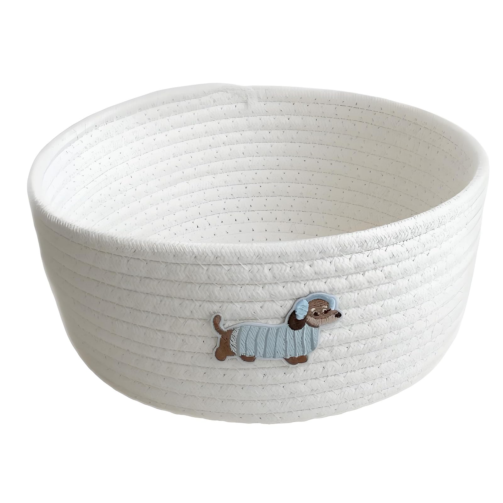 CUNZJIA Dog Embroidery Cotton Rope Storage Basket for Toy Snacks and Home Organization Woven Storage Bin