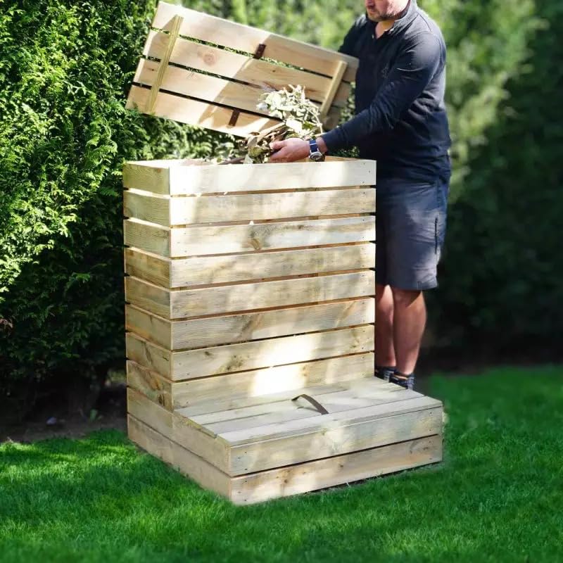 Composteur en Bois traité 79 x 81 x 100 cm AltoL - 320L - Cerland