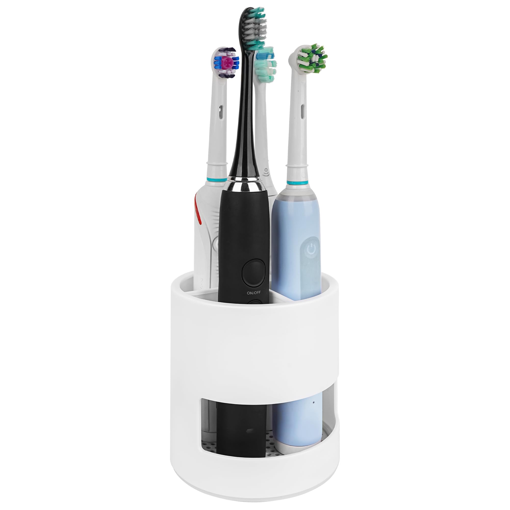 Linkidea Elektryczny uchwyt na szczoteczkę do zębów, 4 przegródki, plastikowy organizer na szczoteczki, kompatybilny z Oral-B iO Series, Philips Sonicare ProtectiveClean, Colgate ExtraClean (biały)
