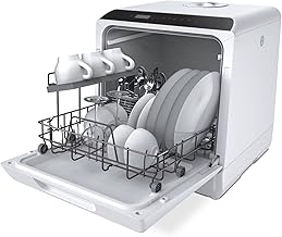 Hermitlux Countertop Dishwasher, 5 Washing Programs Portable Dishwasher With 5-Liter Built-in Water Tank, No Hookup Needed