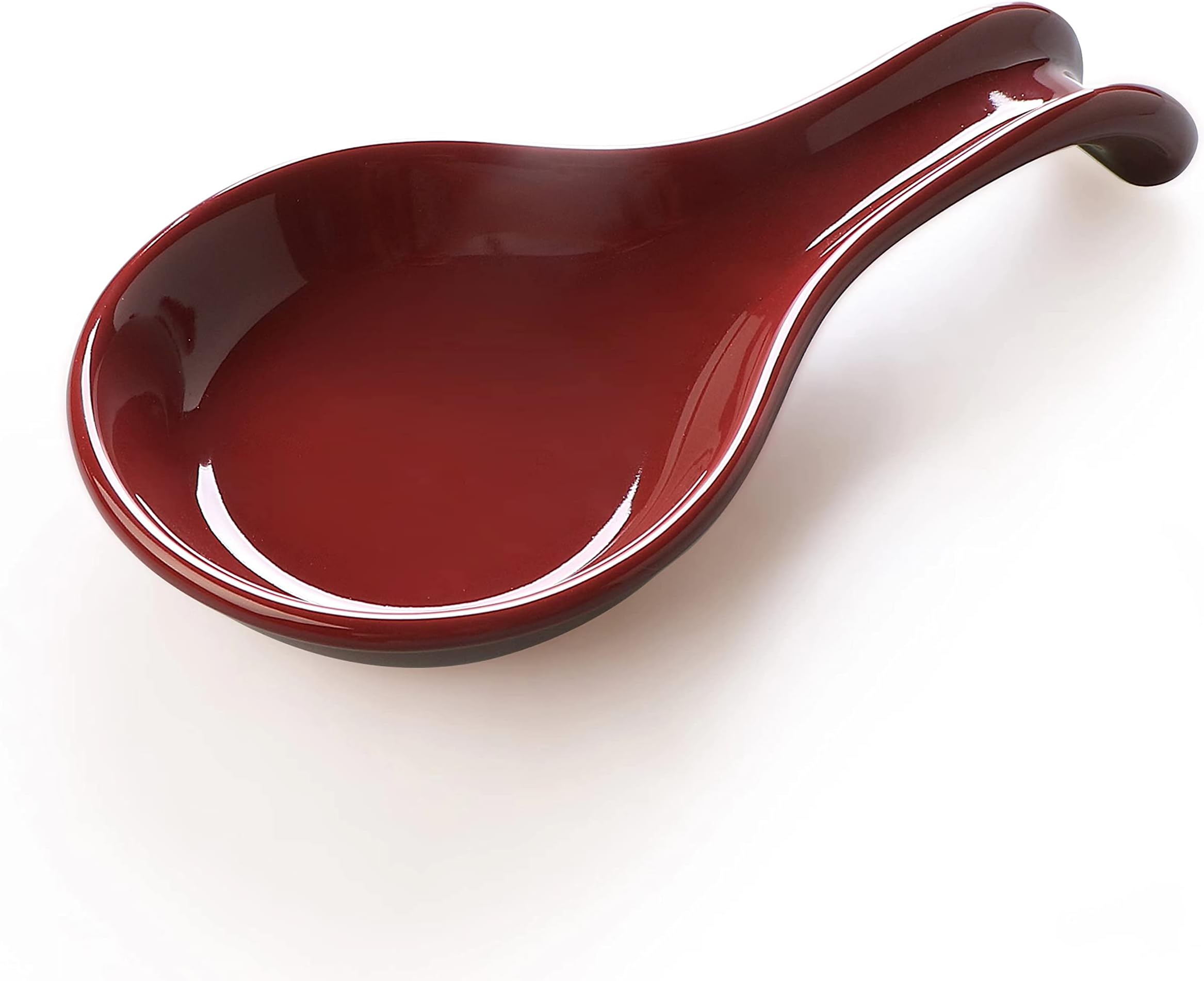 ONEMORE Ceramic Spoon Rest for Stove Top, Heat-Resistant Ladle Holder for Kitchen Utensils/Tools - Large Size, Red
