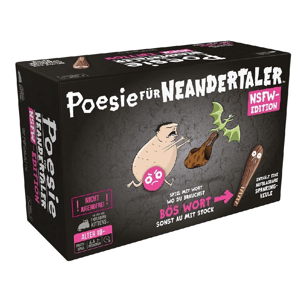 Asmodee Exploding Kittens, Poetry for Neanderthal NSFW Edition, Party Game, Card Game, 2+ Players, from 18+ Years, 15 Minutes, German