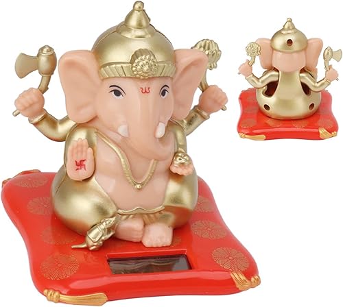 Miniatura 5 de TOPINCN Adorno de Ganesha con energía solar, decoración de elefante para el hogar, adornos para festivales, juguetes de tablero de automóvil,