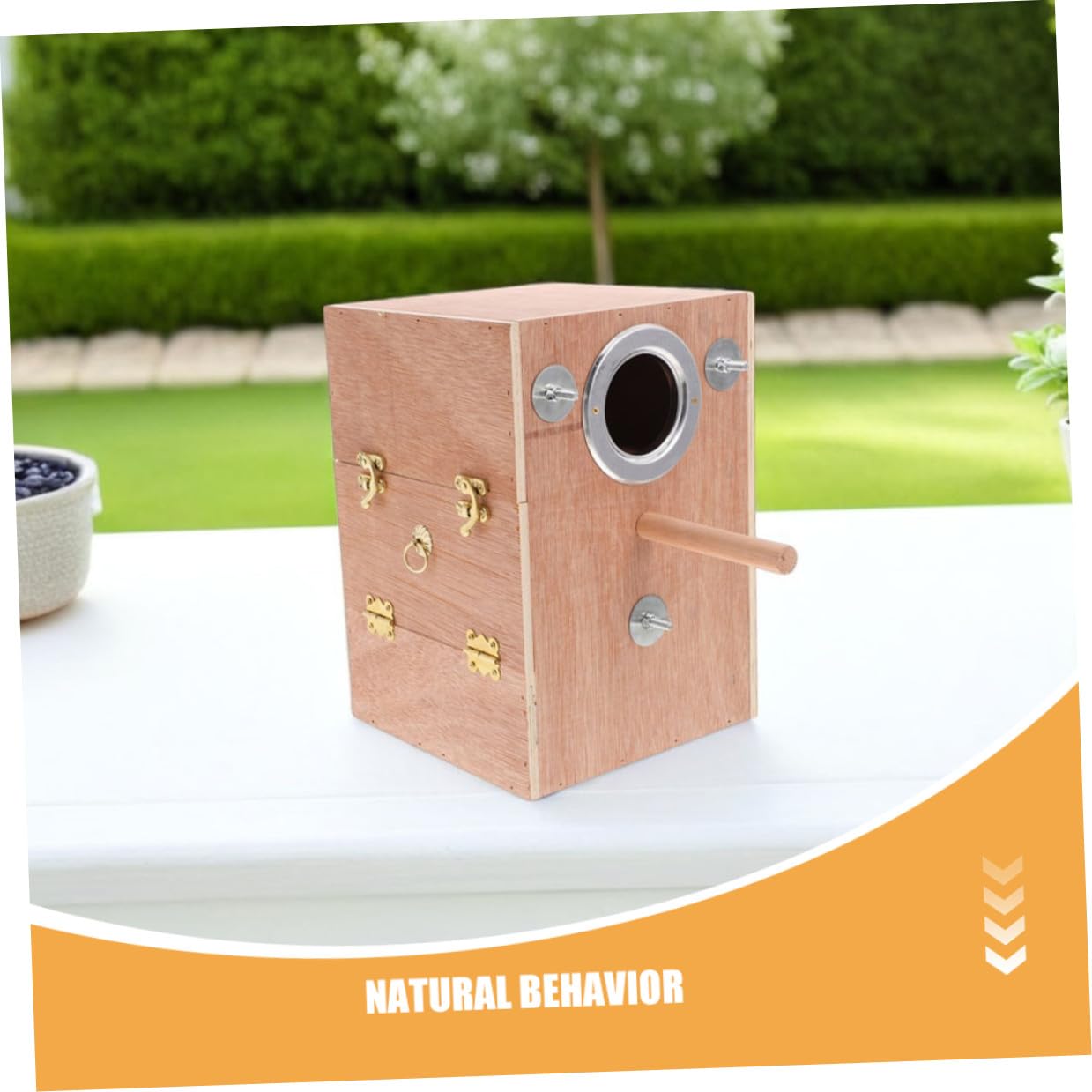 SHINEOFI Caja de Anidación para Periquitos de Madera con Soporte Colgante Exterior Nido Cálido y Seguro para Cría de Agapornis Ninfas Periquitos y Conures Diseño Que Ahorra Espacio para