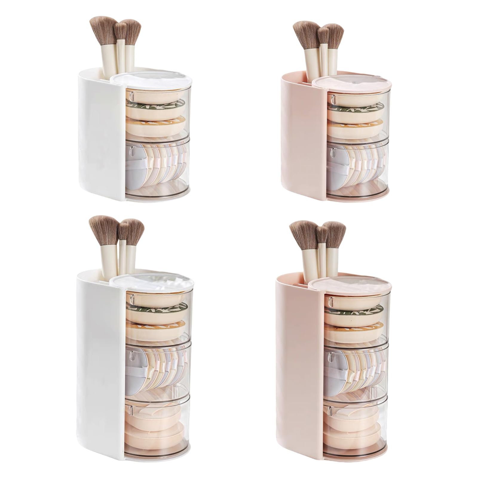Elegante caja de almacenamiento de brochas de maquillaje y esponjas, organizador de cosméticos multiusos, accesorio para el hogar para mujeres de moda