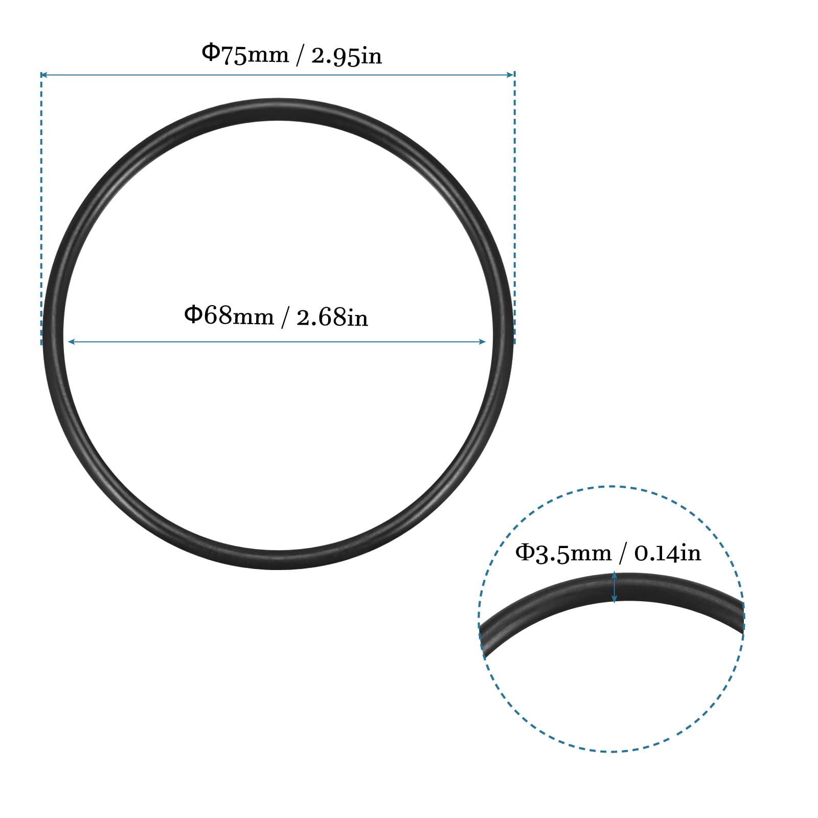 QUARKZMAN 75mm X 68mm X 3,5mm Nitrile Caoutchouc Joints