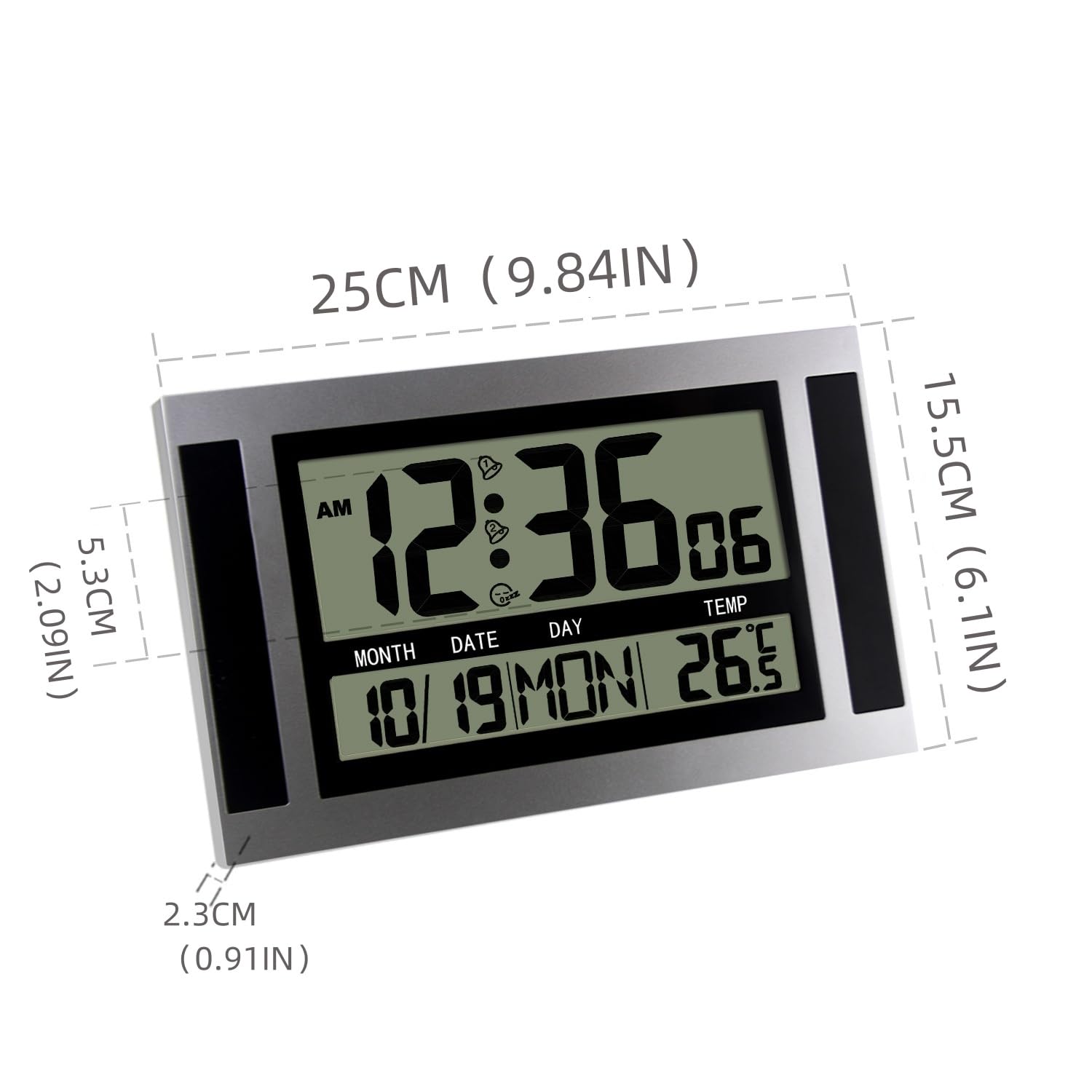 Lancoon Multifunctionele digitale klok met sluimerfunctie, geschikt voor lui, weergave weekdag/weekend, alarm, datum/dag en temperatuur, werkt op batterijen voor slaapkamer woonkamer