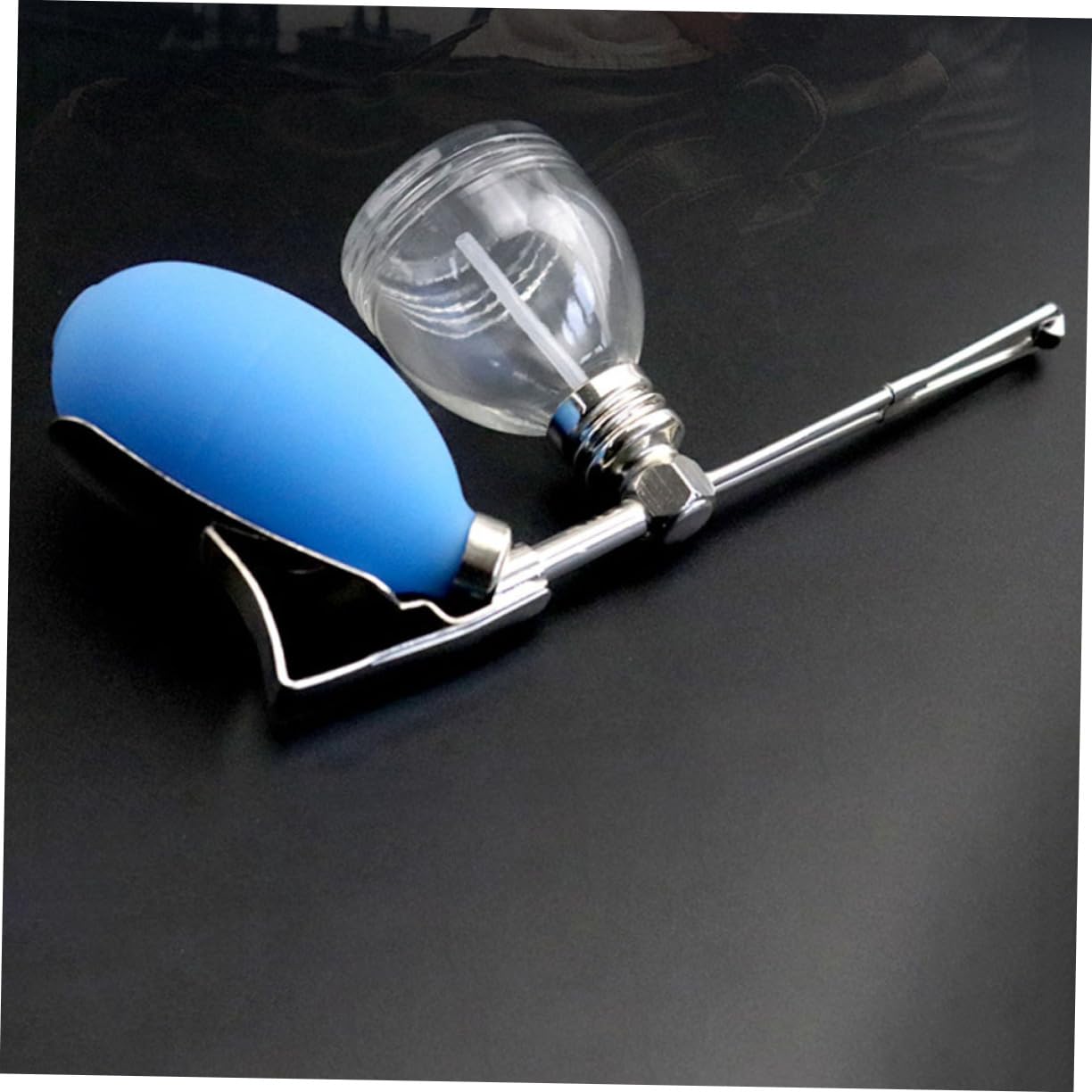 Mikinona Botella Pulverizadora para Peluquería, Vidrio Azul, Pulverización de Polvo, Recargable y Fácil de Desmontar, Uso en Casa y Viaje