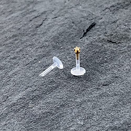 Body Candy 16 Gauge 1/4" Short Post Length 14K Yellow Gold 1.5Mm Cz Bioplast Push In Cartilage Earring #TOP2