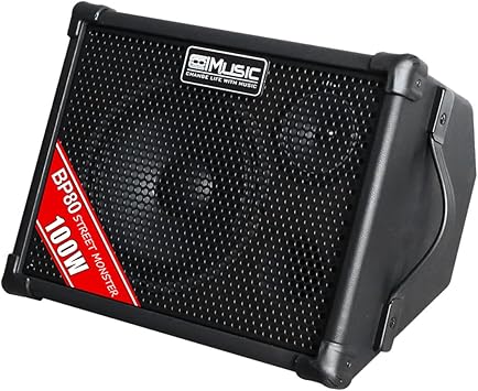 Coolmusic BP80 Battery Powered Acoustic Guitar Amplifier- Portable Bluetooth Speaker 100W, 6 Inputs,3 Band EQ,Black(3-Year Warranty)