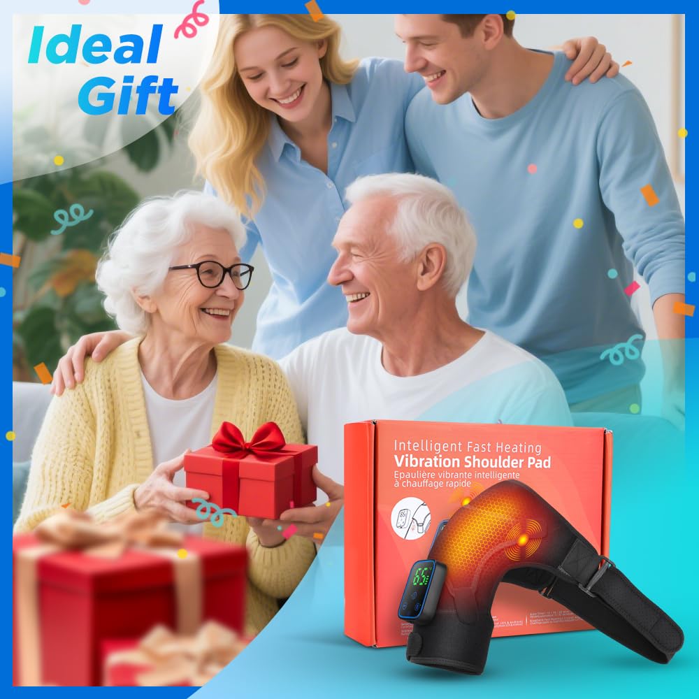 Massageur d’Épaules avec Chauffage & Application, 7 Températures (40–70°C) & 3 Modes de Vibration - 5000mAh Rechargeable - Coussin Massant Sans Fil pour Épaules, Cou & Dos (1 PCS)