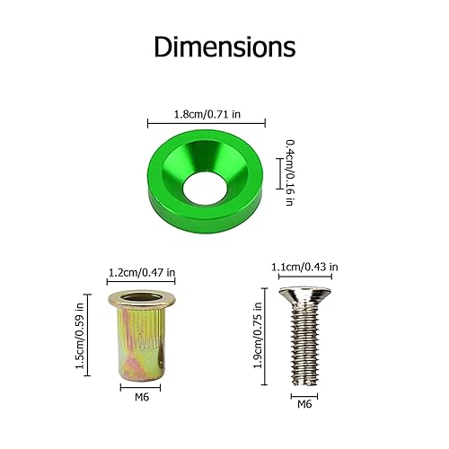 Miniatura 2 de Arandelas de parachoques de aluminio de 40 piezas Arandelas de acabado CNC Kit de vestir de bahía de motor (verde)