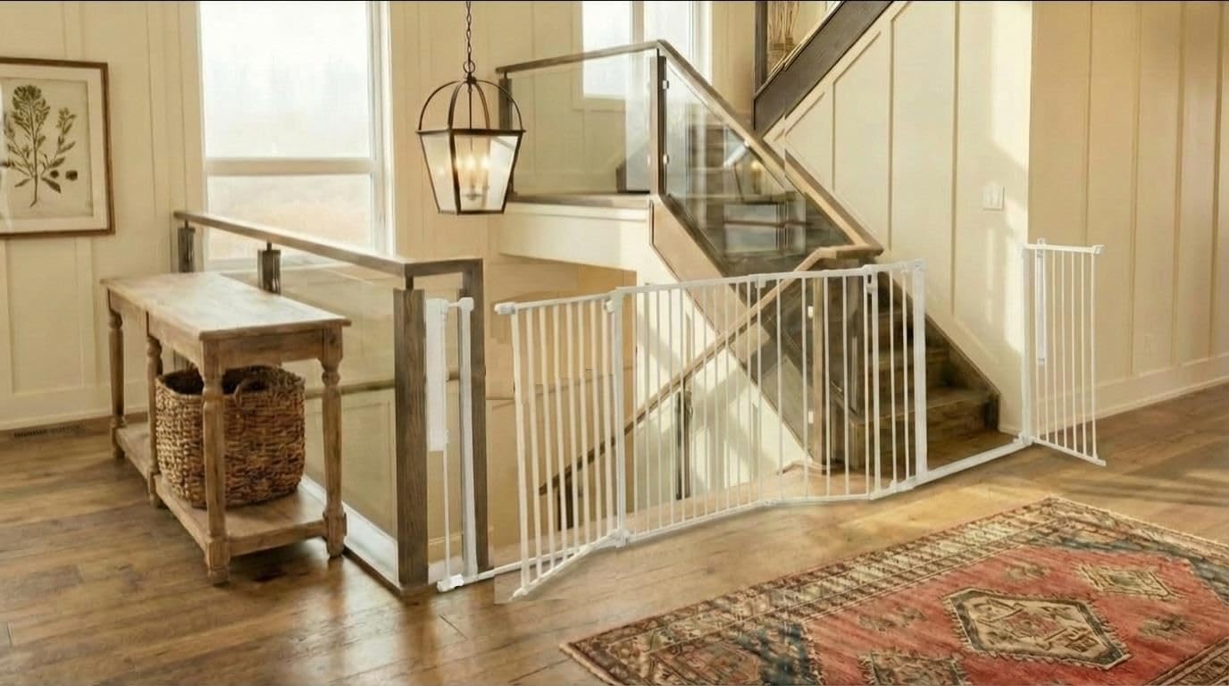 Safetots Two Door Multi Panel Stair Gate, White, Up to 370cm