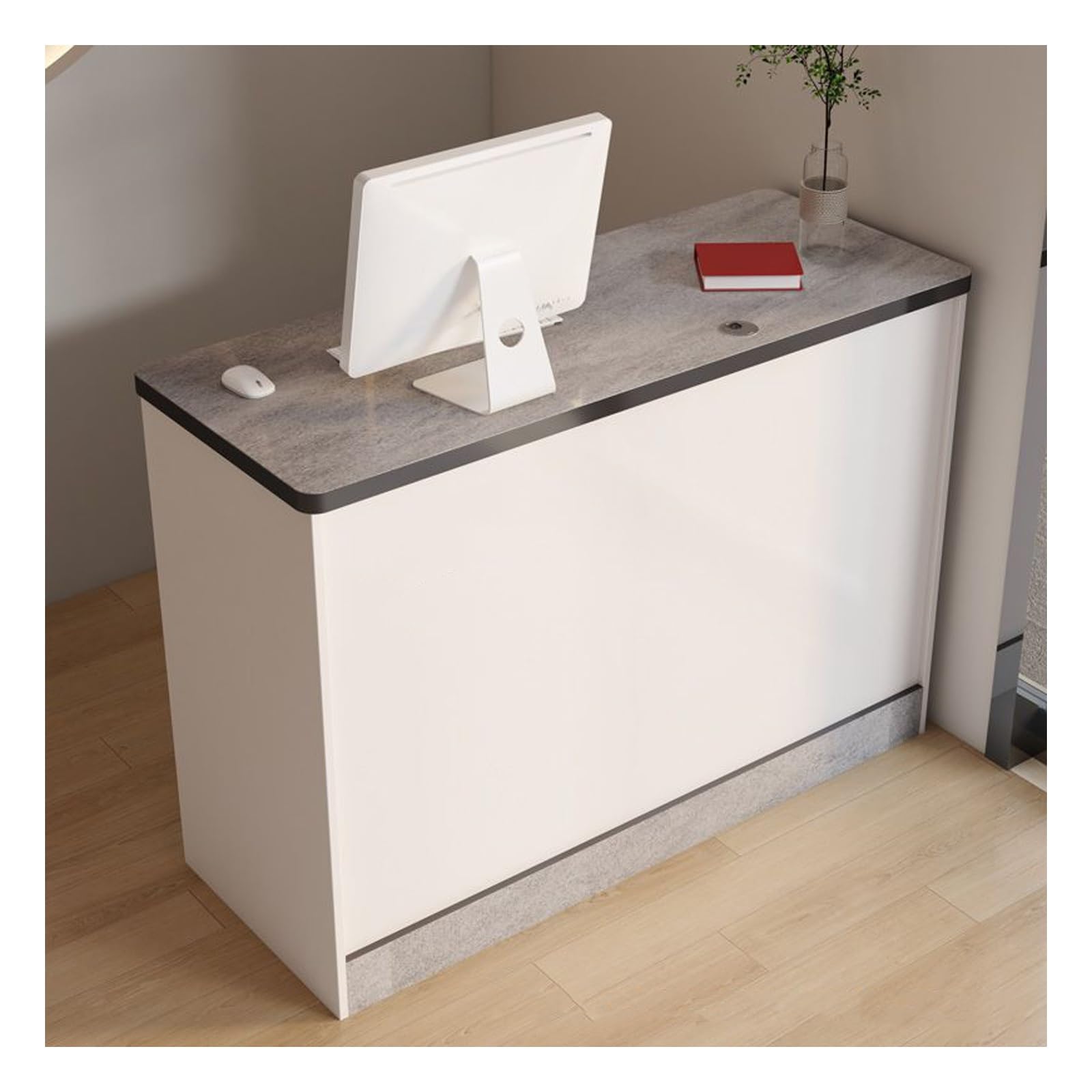 SENJINGHUA Lockable Sales Desk with Drawer - Modern Office Reception and Retail Checkout Counter - Ideal for Beauty Salons and Lobbies