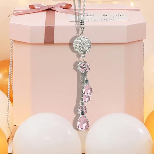 Miniatura 5 de Bling - Accesorios para autos, para mujeres y hombres, decoración colgante de cristal para espejo retrovisor, bola de cristal, cristal de buena