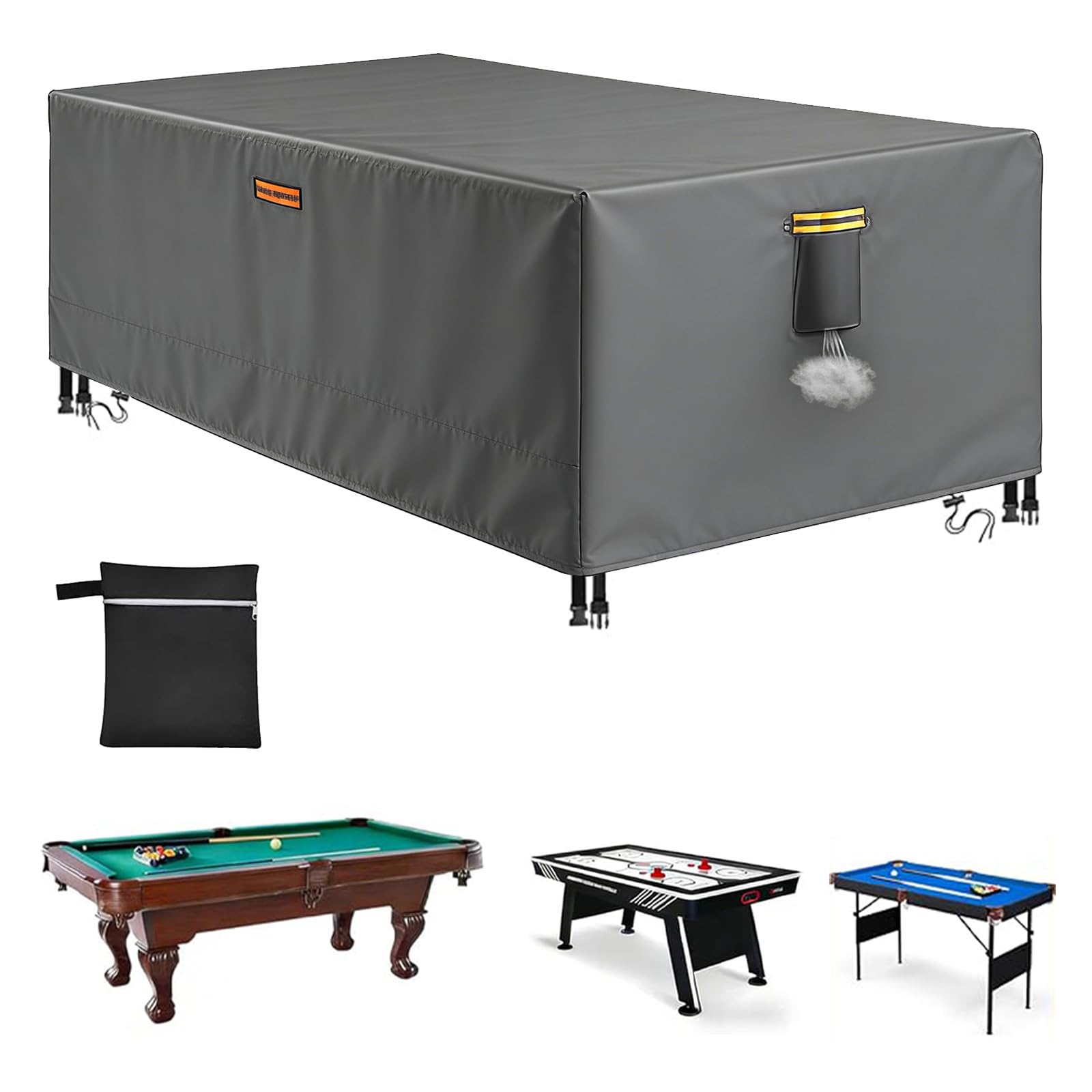 6/6.5/7/7.5/8/8.5/9/10/12FT Billiard Pool Table Covers Waterproof Cover for Pool Table with Storage Bag Indoor Outdoor Sun Snow Dust Protection Snooker Tables Covers,grey,7.5ft(244×137×82cm)