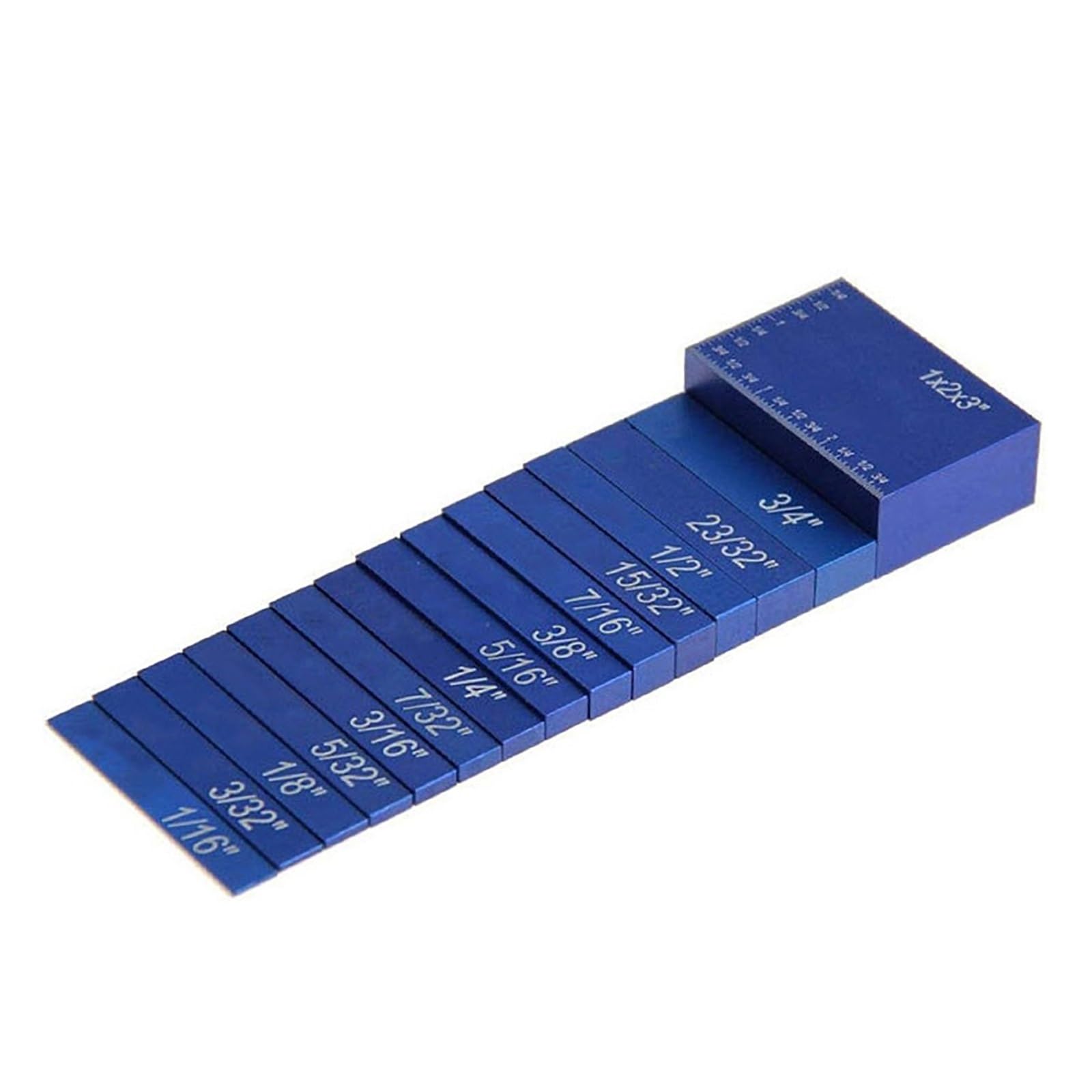 Blok wzorcowy, Zestaw 7 linijek wysokości do piły stołowej, czarny, pracy na roli(Blauw)