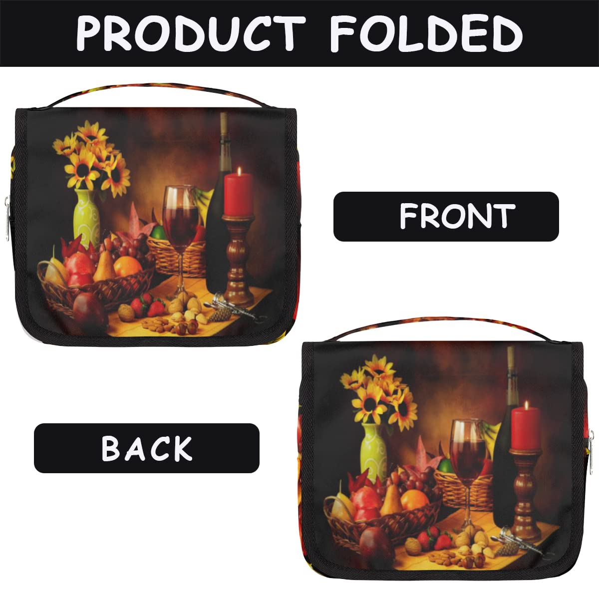 Jesienna podróżna kosmetyczka FallRed Wine Bottle Wash Pouch Bag Unisex Wiszące przybory toaletowe Kosmetyczka Organizer do makijażu, wielobarwny, Jeden rozmiar