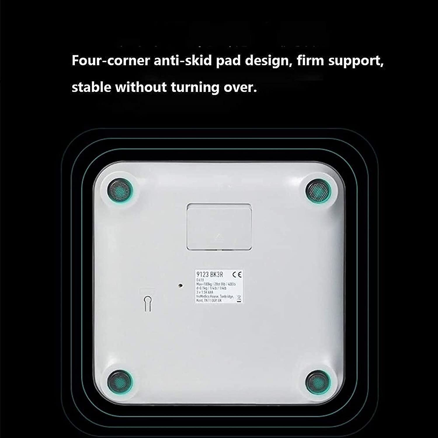 Bilancia pesapersone Digitale, Bilancia Elettronica da Bagno con Tecnologia Step-On, Display LCD retroilluminato di Facile Lettura in Vetro temperato da 6 mm, 400 libbre, Nero