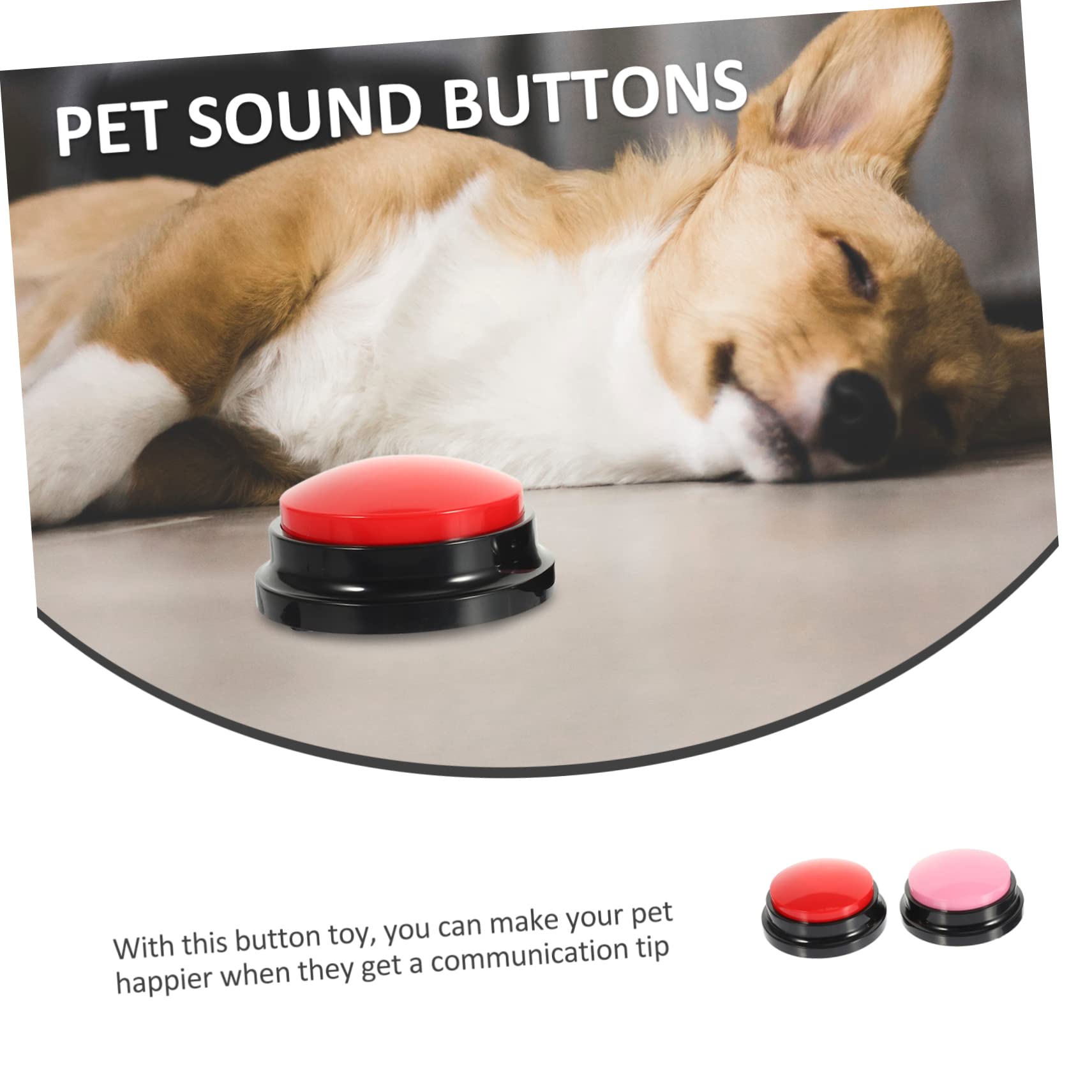 BESPORTBLE Lot De 2 Boutons Enregistrables pour Animaux De Compagnie Jouets Interactifs pour Dressage De Chiens Fournitures pour Animaux De Compagnie 2 Pièces X 2