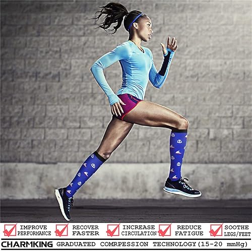 Miniatura 49 de CHARMKING Compression Socks for Women & Men Circulation (8 Pairs) 15-20 mmHg is Best Support for Athletic Running,Cycling