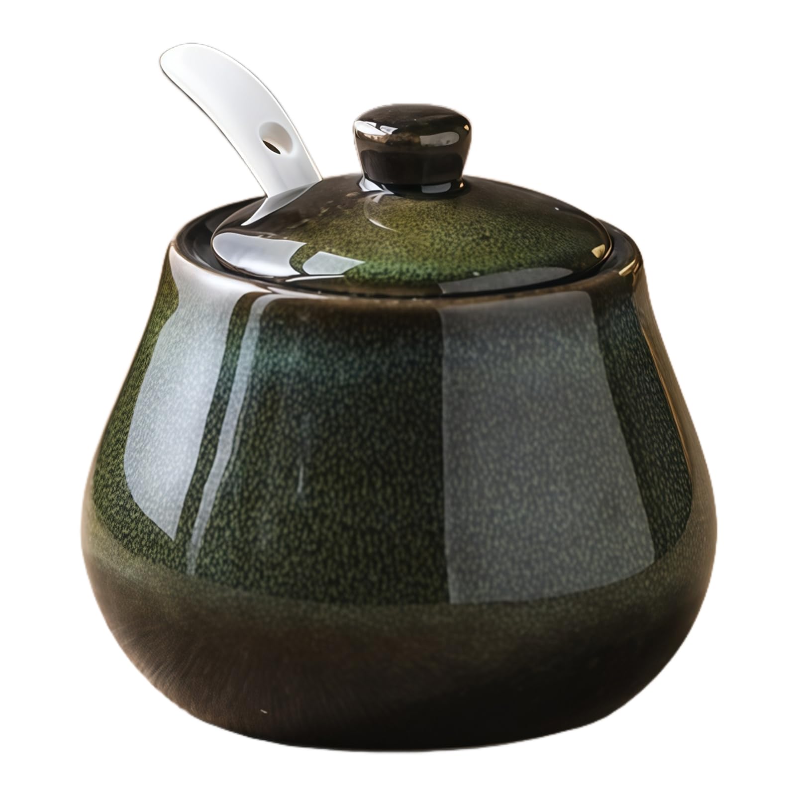 Zuccheriera con coperchio e cucchiaio, piatto in ceramica da 260 ml per bar, comodo zuccheriera per uso domestico o ufficio, perfetta per gli amanti del caffè e gli appassionati di tè