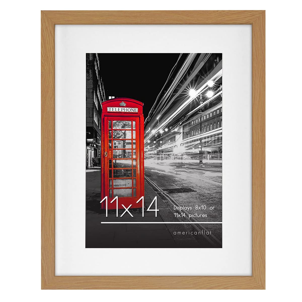 Photo 1 of Americanflat 11x14 Dark Oak Picture Frame - Displays 8x10 with Mat or 11x14 Without Mat - Engineered Wood with Shatter Resistant Glass - Horizontal and Vertical Formats for Wall Dark Oak 11x14