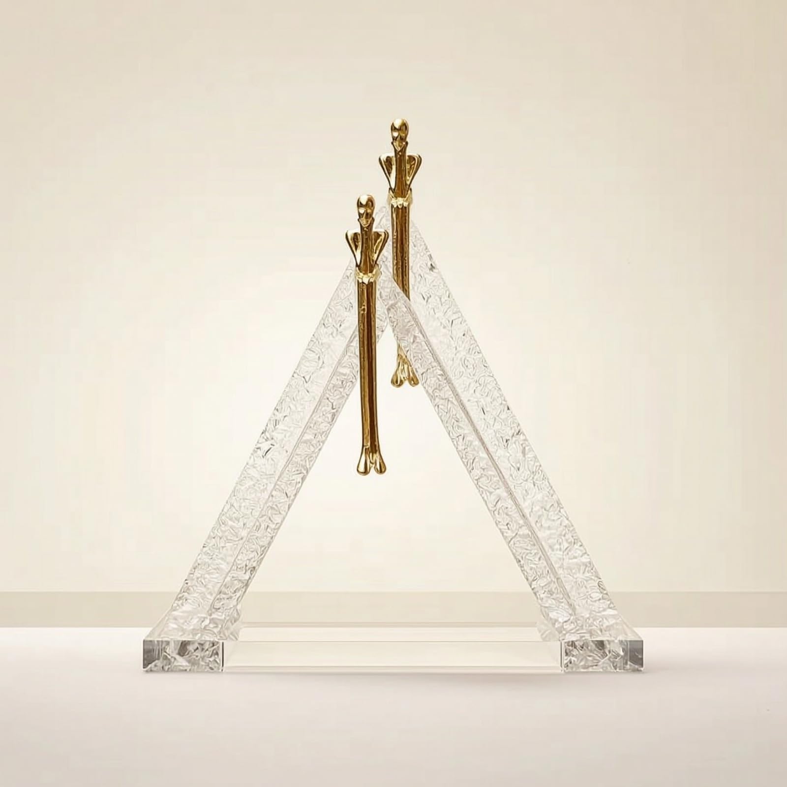 Gralara Figura con Base Espejo Transparente Escultura Geométrica Peculiar Estatua para Recibidor, Estantería