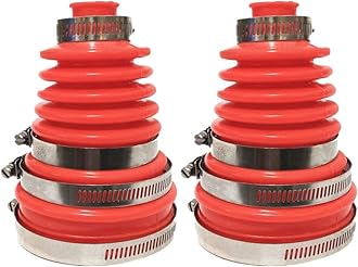 5" (125 mm) Height Flexible Constant Velocity Joint Silicone Rubber CV Boot Replacement Cover, Red-2 Set with 8 Pcs Clamps