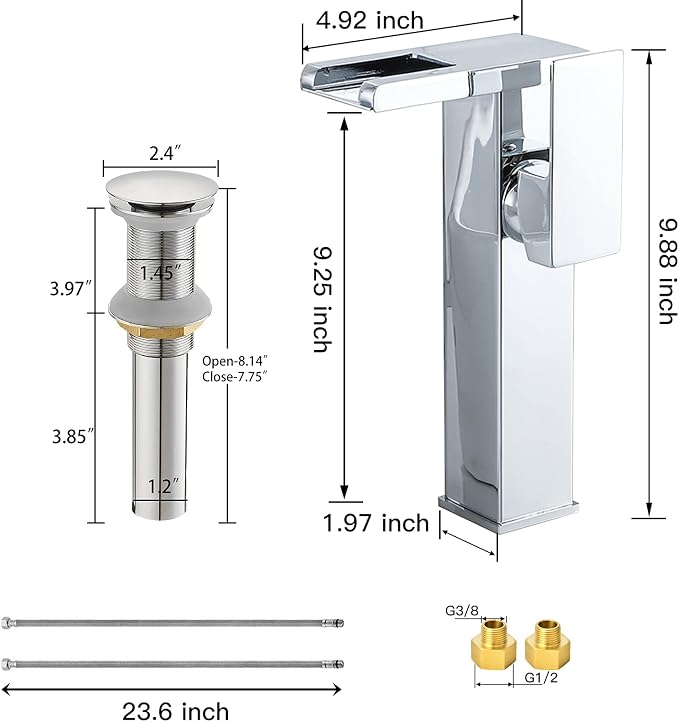 Grifería de baño con 1 mando y acabado cromo brillante miniatura 3