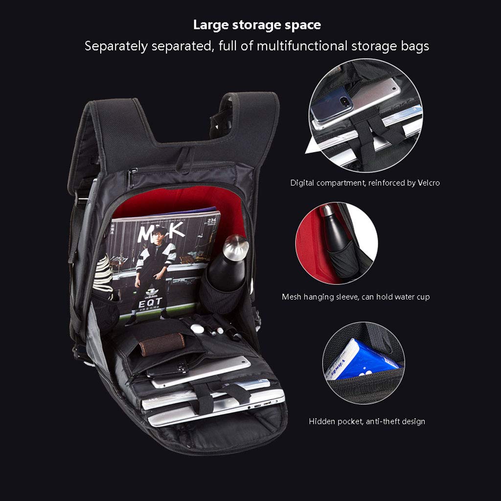 Mochila Multifuncional para Moto Mochila Rígida Equipaje Mochila De La Motocicleta De La Fibra De Carbono, Bolso De Ciclo, Bolso Duro Impermeable De La Locomotora (38x37x56cm)