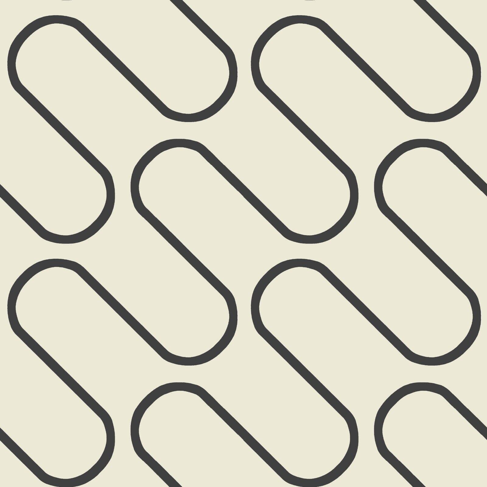 SOPHIE LAURENCE Linear Curve Wavey Lines Monochrome Minimalist Feature Wallpaper - Thick Heavy Duty Textured Paste The Paper Designer Wallpaper (Full Roll, Cream and Black)