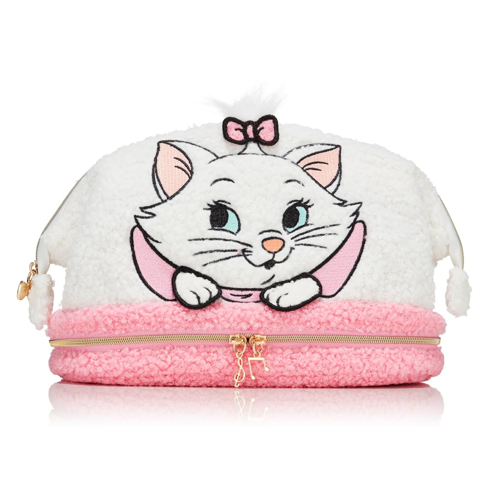 Spectrum Collections Aristocats Marie Make Up Bag, Spectrum Makeup Bag with Dual Compartments to Store Brushes and Makeup, Makeup and Brush Organiser, Official Disney Aristocats Make Up Bag