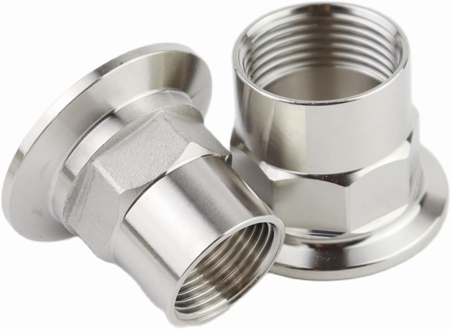 1pcs 1/2" 3/4" 1" 1-1/4" 1-1/2" 2" DN15-DN50 S304 Stainless Steel Female Thread Hex Ferrule Pipe Fitting Tri Clamp Type(DN50 Ferrule 77.5,316L)