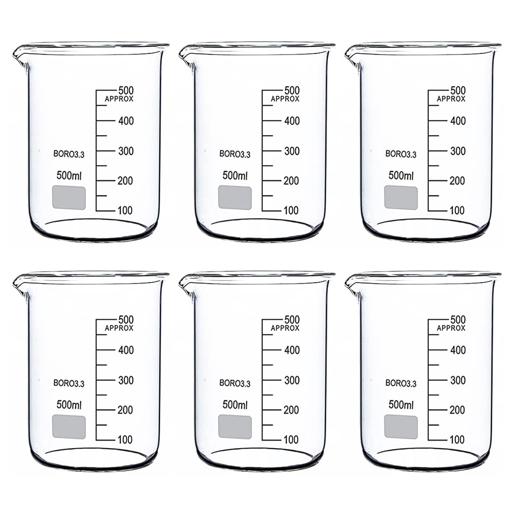 Lab Beaker Reference Manikarn Borosilicate Glass Beaker 500ml (Set of 6 Piece) – Heat ...